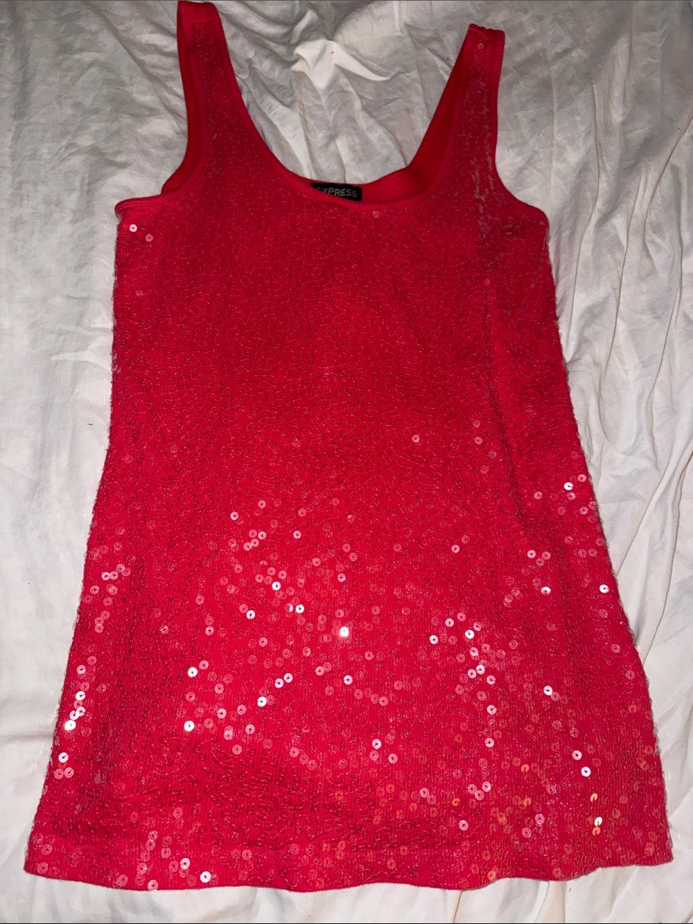 Express Red Sequin Scoop Neck Tank